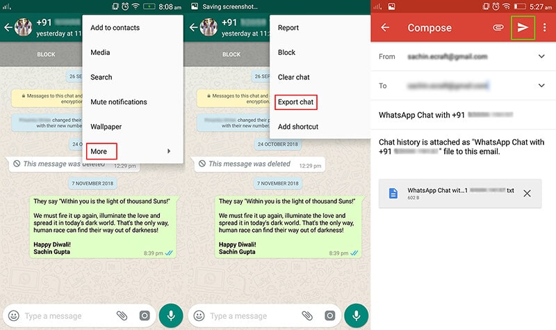 Wiederherstellen von WhatsApp von Google Drive auf iPhone über E-Mail