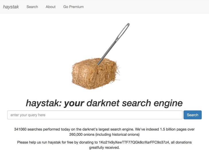 onion search engine - haystack