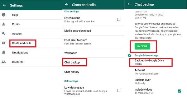 backup WhatsApp para o Google Drive no Android