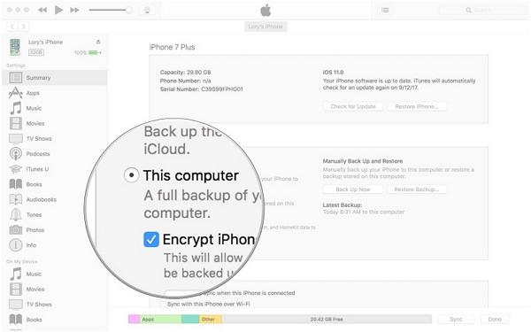 iPhone auf iTunes sichern - iTunes-Backup verschlüsseln