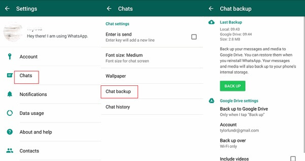 WhatsApp bate-papos de backup para o Google Drive