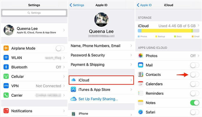 sync contacts to icloud