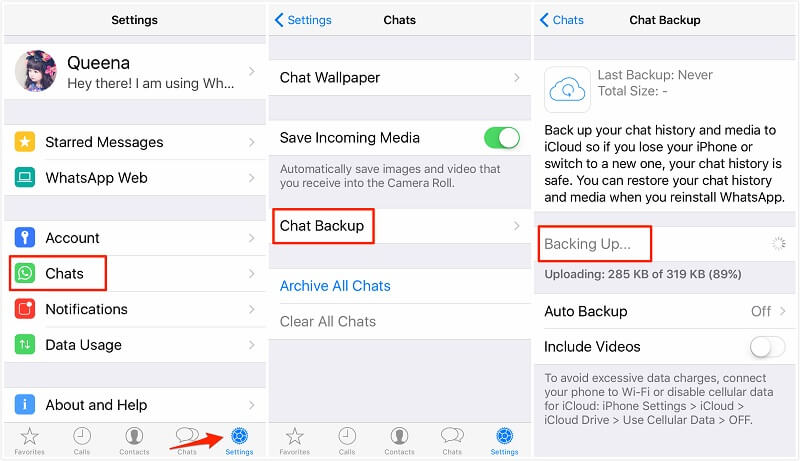 Backup Whatsapp zu icloud