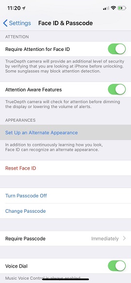 Neue iOS 12-Merkmale ‒ alternative Gesichtserkennung