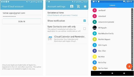 application de synchronisation des contacts d'icloud vers Android - 2