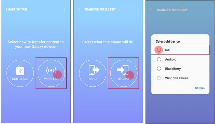transférer icloud vers android en utilisant Smart switch