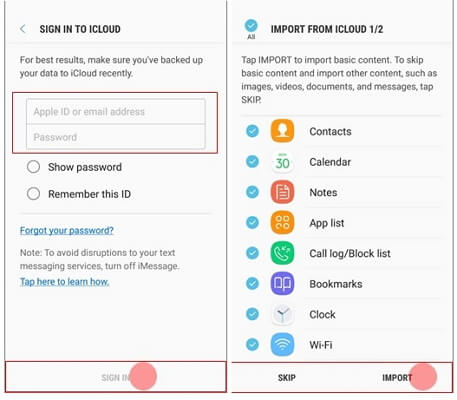 faça login na conta do icloud