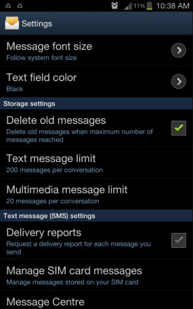 android empfängt keine Textnachrichten - speicher freigeben