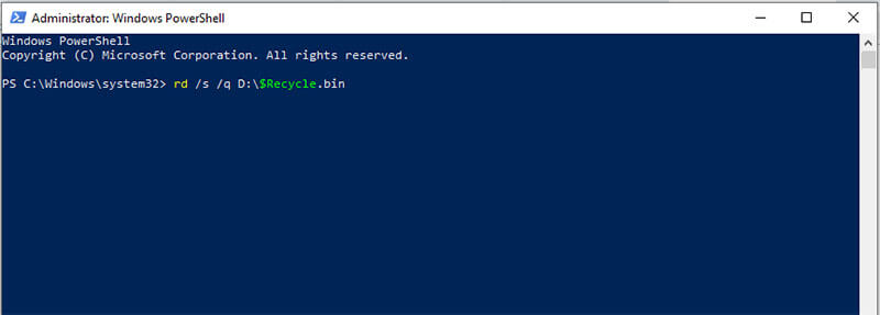 recycle bin corrupted - key combination