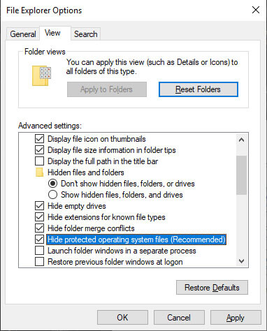 recycle bin corrupted - unmark option