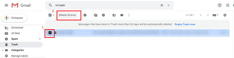 empty trash in gmail - delete forever