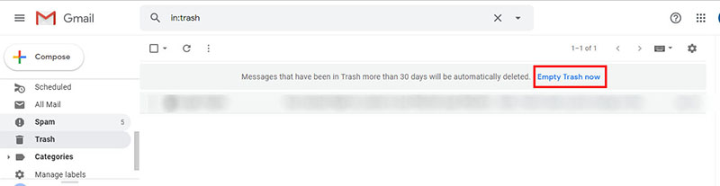 empty trash in gmail - alternative option