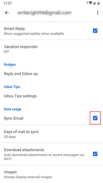 Gmail crashing on Android - sync gmail