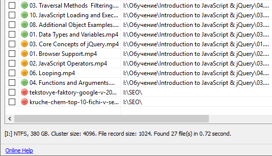 recuva image recovery - receive recovered file list