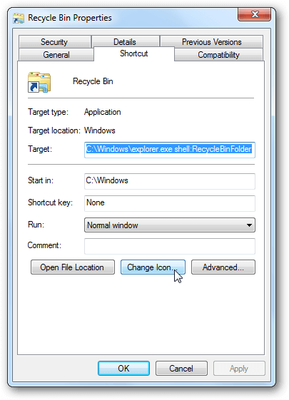 recycle bin in windows 10 - update icon