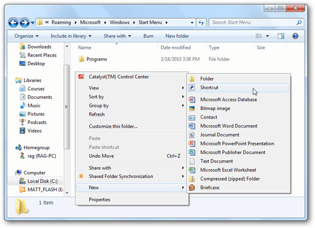 right-click to create recycle bin in windows 10