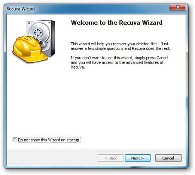 start recuva video recovery