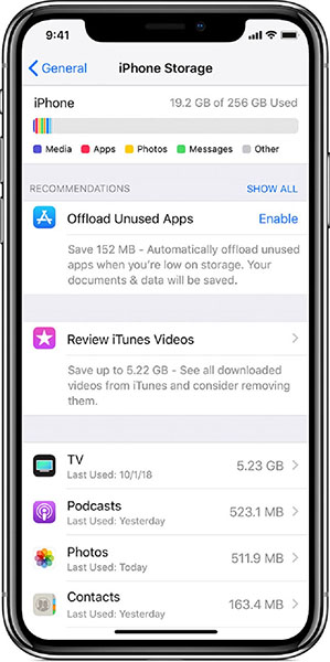 iphone storage