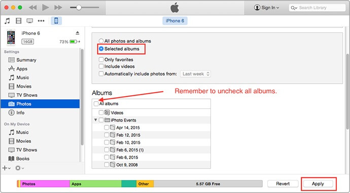 remove photos from iPad with itunes