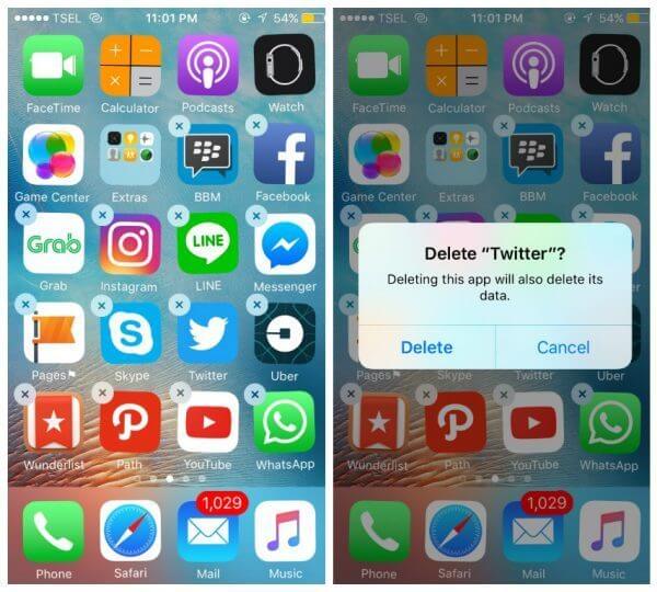 delete apps on iphone 6 one at a time