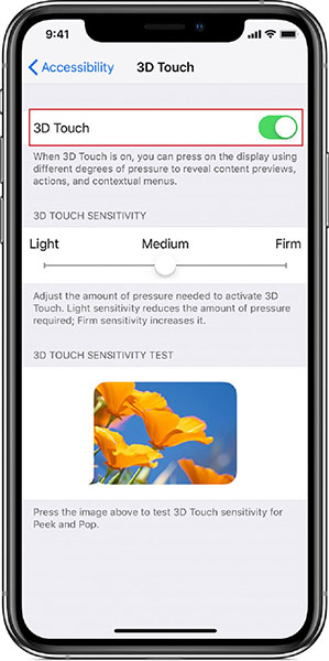 delete apps on iphone xs by disabling 3d touch