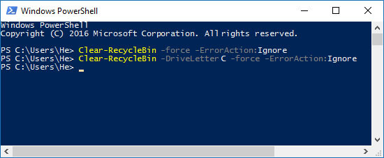 powershell empty recycle bin