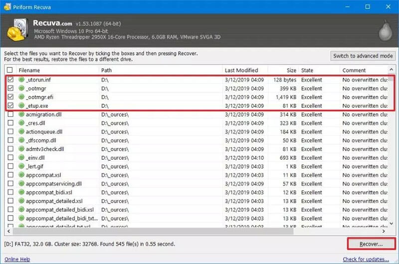 recuva software for windows - recover from windows