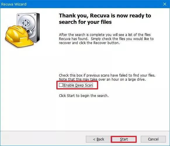 recuva data recovery - have a scan