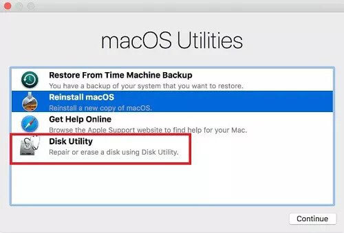empty trash on mac - select disk utility
