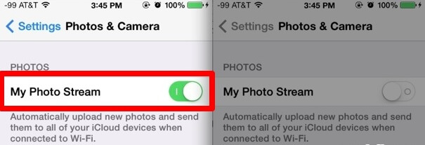 free up photo space by disabling photo stream