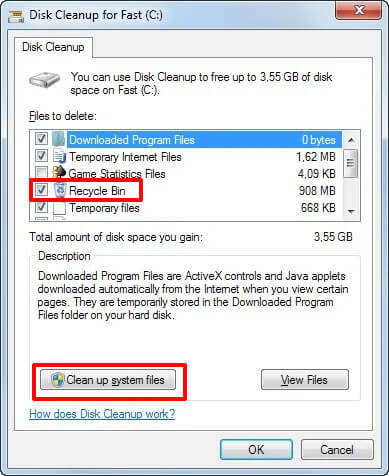 Papierkorb in Windows 7 leeren - Herunterscrollen