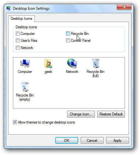 Papierkorb suchen in Windows 7 - Auf OK drücken