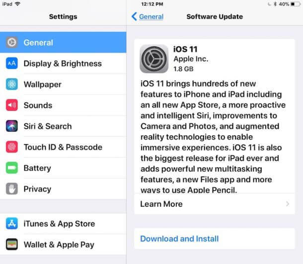 update ipad