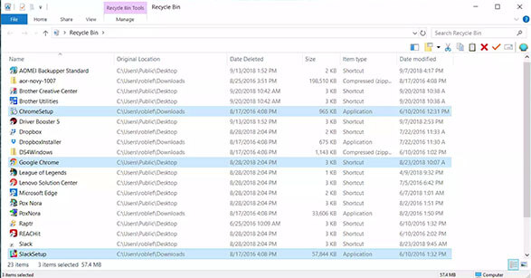 recover files of recycle bin - browse the folder