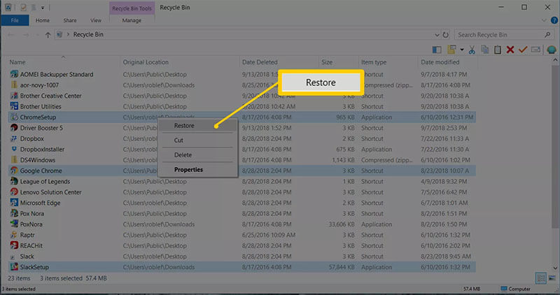 recover files of recycle bin