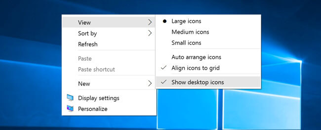 remove recycle bin from desktop on win 10 - show icon