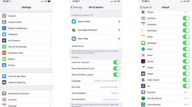 iCloud menu