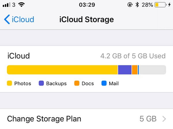 stockage d'icloud