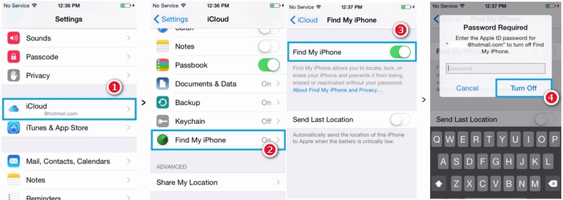 Find my iPhone ausschalten bevor das ios Update rückgängig gemacht wird