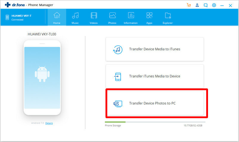 choose transfer device photos to PC