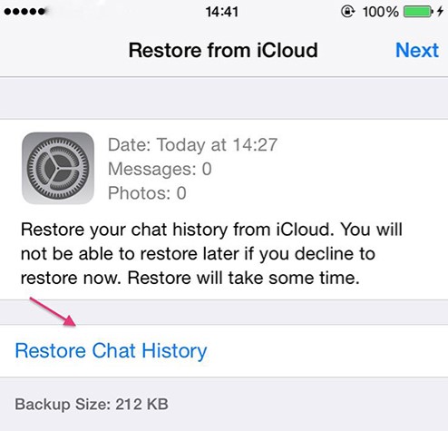 نقل نسخة whatsapp الاحتياطية من icloud إلى iphone