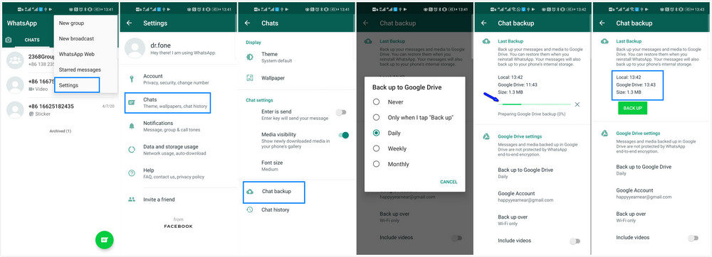 نقل نسخة WhatsApp الاحتياطية إلى google drive