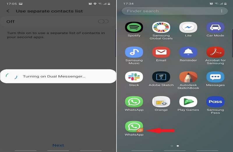 use two whatsapp on samsung