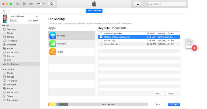 iTunes File Sharing oberfläche