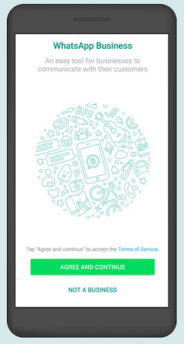 WhatsApp Business sign up screen