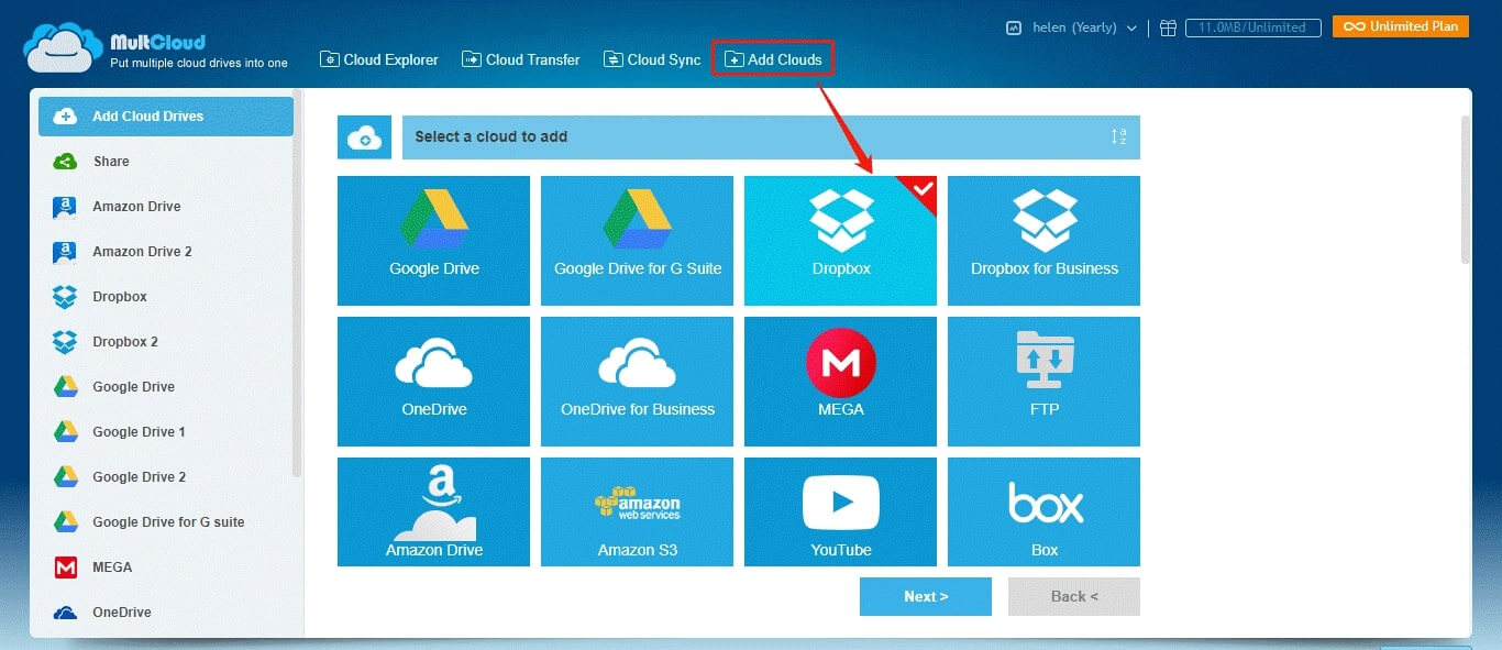 add dropbox account