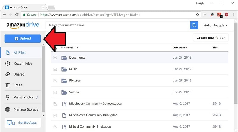 select “Upload”