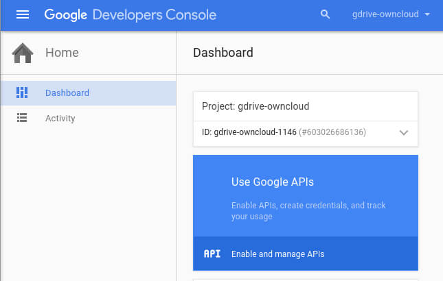 click on “use google apis”