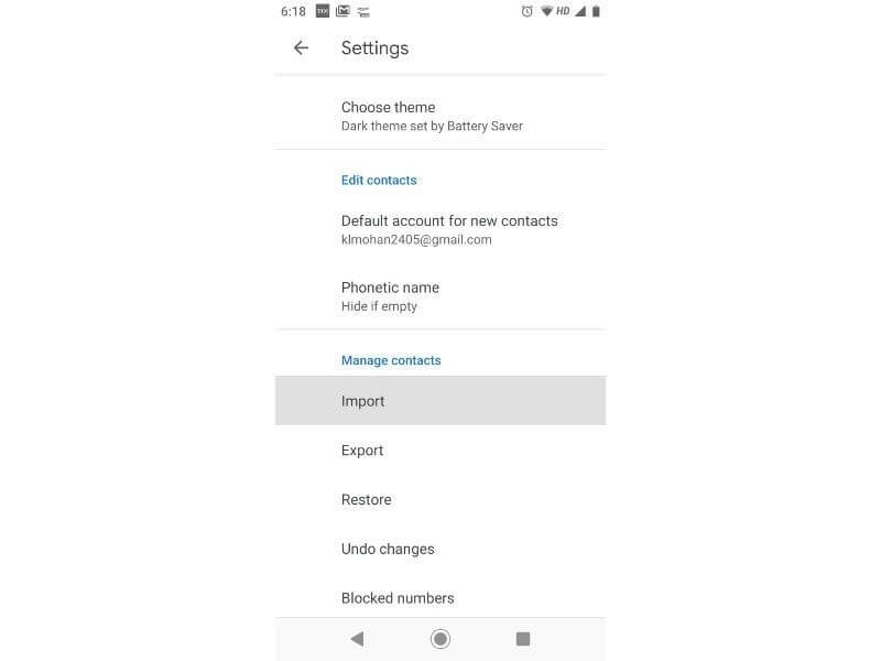 import the contacts from phone