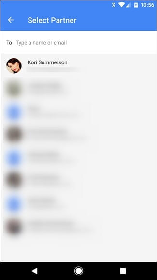 select your sharing partner